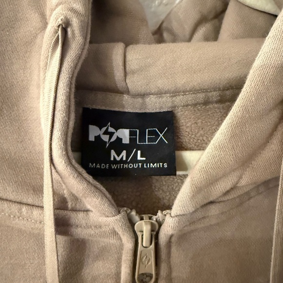 Popflex Zip Cloud Hoodie Neutral Taupe Sweatshirt - Size M/L - Picture 3 of 4